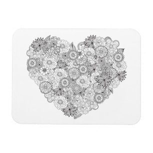 Imán Doodle floral del corazón