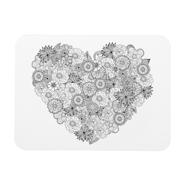 Imán Doodle Floral Heart (Horizontal)