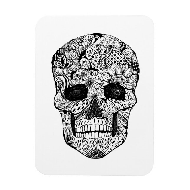 Imán Doodle Floral Skull (Vertical)