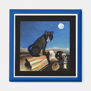 Imán Dormir línea, gato, parodia del arte,