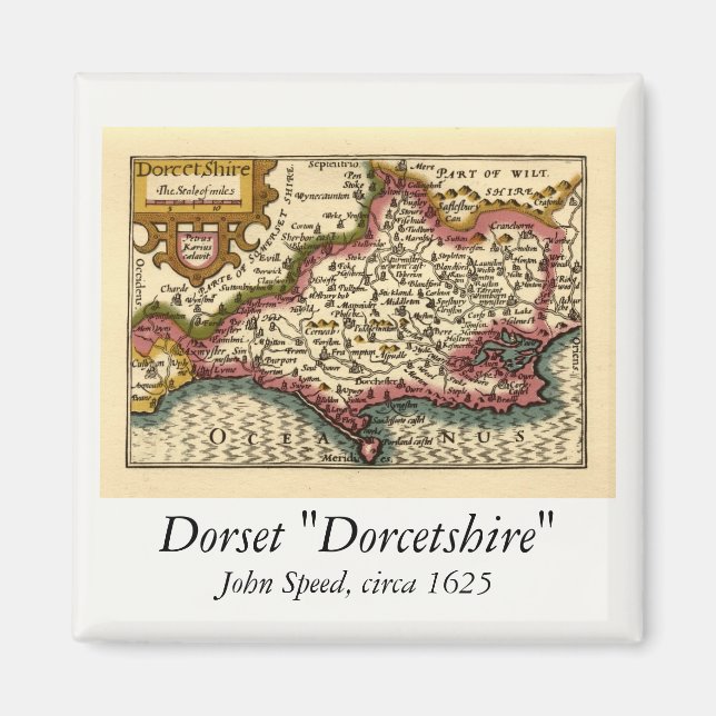 Imán Dorset Dorsetshire County England Mapa histórico a (Frente)