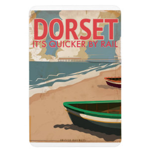 Imán Dorset, England Vintage locomotive Travel Poster