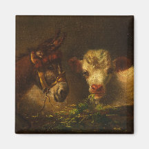 Dos amigos (burro y cordero) (animales de granja)