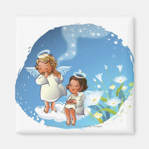 Imán Dos ángeles que se sientan en las nubes
