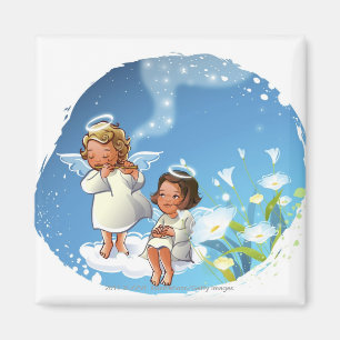 Imán Dos ángeles sentados en las nubes
