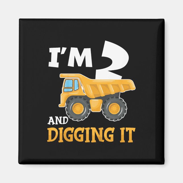 Imán Dos años, segundo cumpleaños, niño de construcción (Frente)
