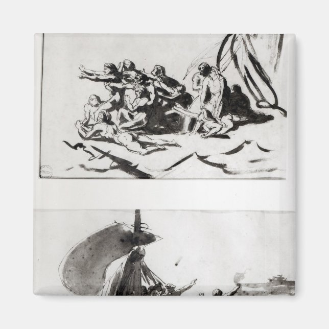 Imán Dos bocetos para The Raft of the Medusa, c.1819 (Frente)