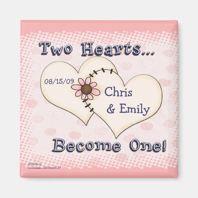 Imán Dos Bodas de corazón felicitaciones, Chris... (Frente)