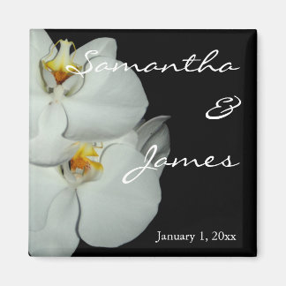 Imán Dos Bodas personales de orquídeas blancas
