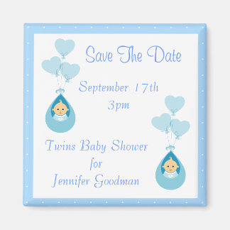 Imán Dos Boys Y Globos Ahorran La Fecha Baby Shower
