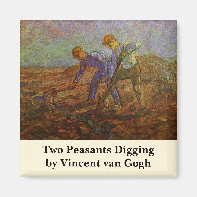 Imán Dos campesinos cavando por Vincent van Gogh (Frente)