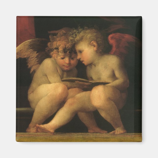 Imán Dos cherubres leyendo por Rosso Fiorentino, ángele (Frente)