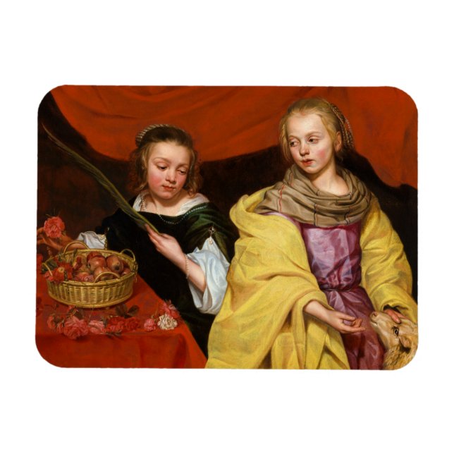 Imán Dos Chicas como San Agnés y San Dorotea (Horizontal)