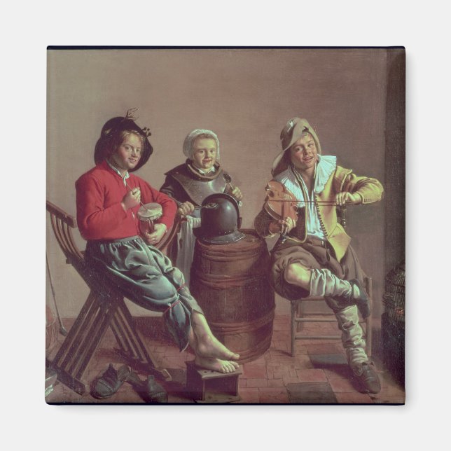 Imán Dos chicos y un Chica haciendo música, 1629 (Frente)