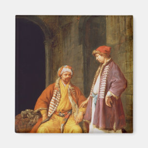 Imán Dos comerciantes que conversan