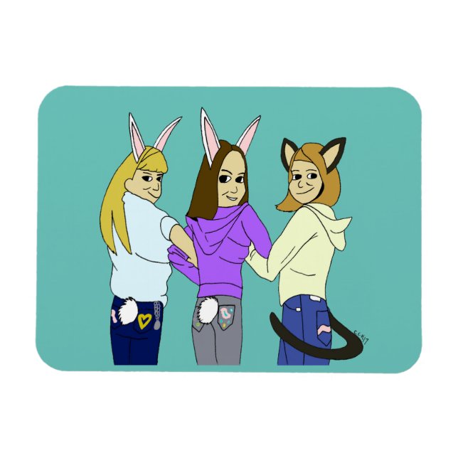 Imán Dos conejitos y un gatito (Horizontal)