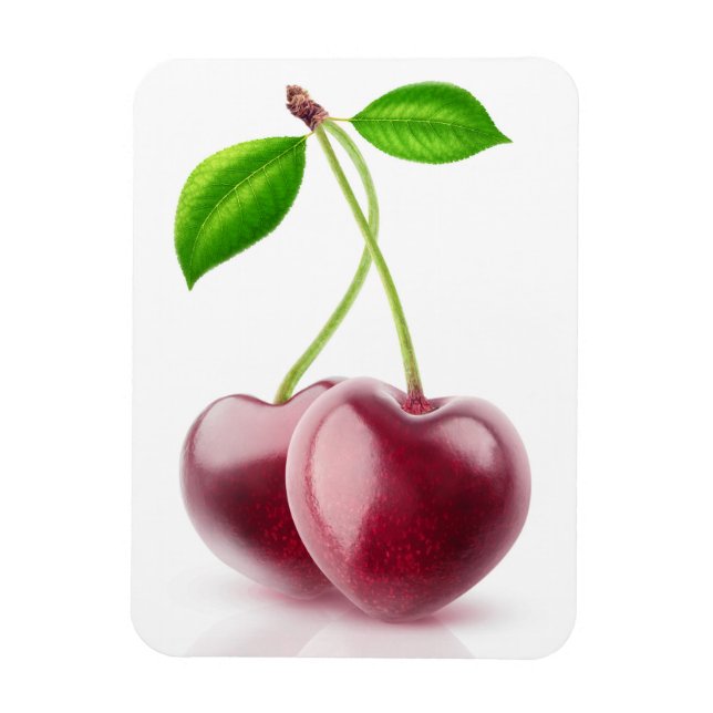 Imán Dos corazones cerezos (Vertical)