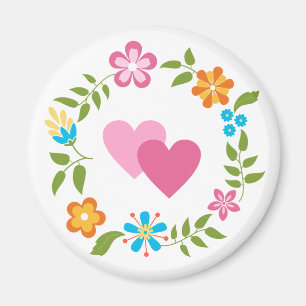 Imán Dos corazones con flores lloran
