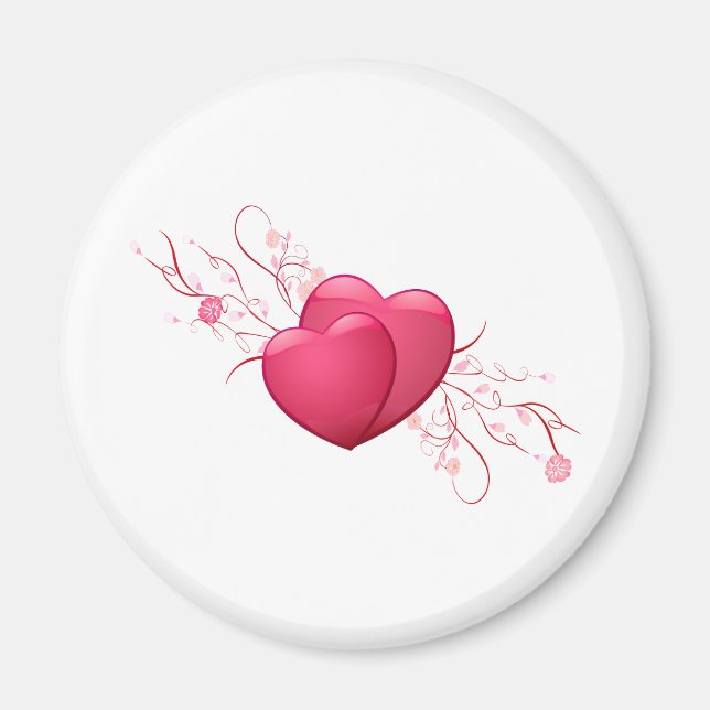 Imán Dos corazones rosados (Frente)