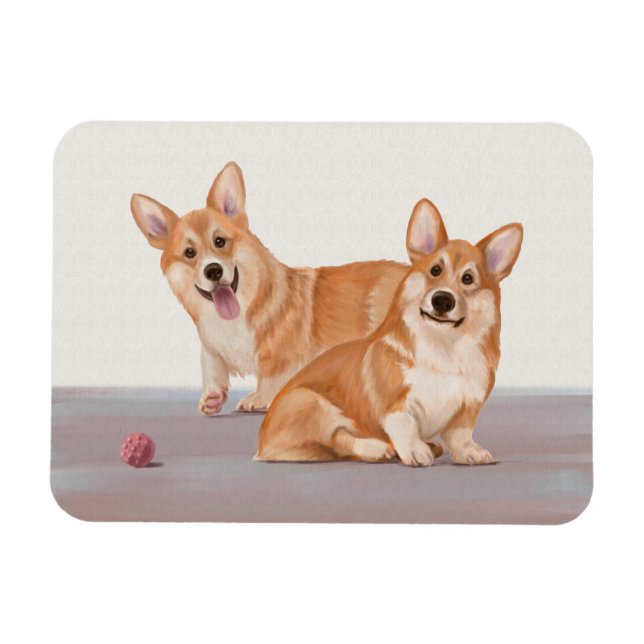 Imán Dos Corgis Cute (Horizontal)