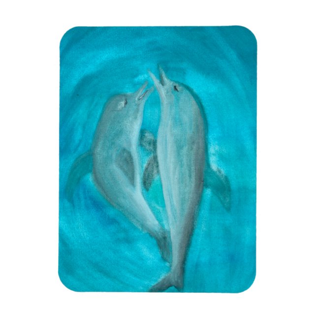 Imán Dos delfines jugando salvajes y libres en el océan (Vertical)