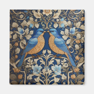 Imán Dos elegantes aves azules inspiradas por William M
