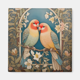 Imán Dos elegantes Lovebirds Vintage Floral