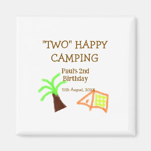 Imán Dos felices campamento cumpleaños 2 años árbol cam