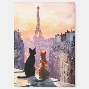 Imán Dos Gatos En Un Tejado De París