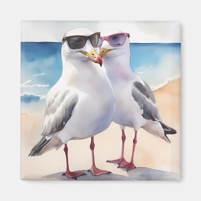 Imán Dos gaviotas cortas enamoradas (Frente)
