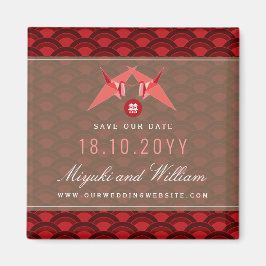 Imán Dos Grúas De Papel Rojo Patrón De Vieira Guardar L