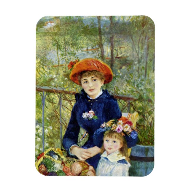 Imán Dos hermanas (en la terraza) de Pierre Renoir (Vertical)
