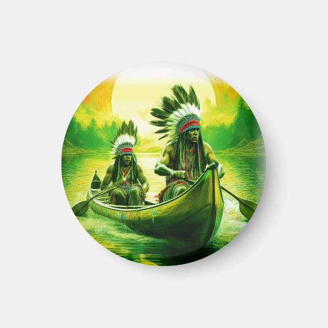 Imán Dos Indios Están Remando En El Lago (Frente)