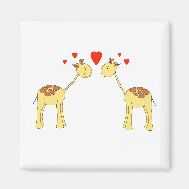 Imán Dos jirafas enfrentadas con el corazón. Personaliz (Frente)
