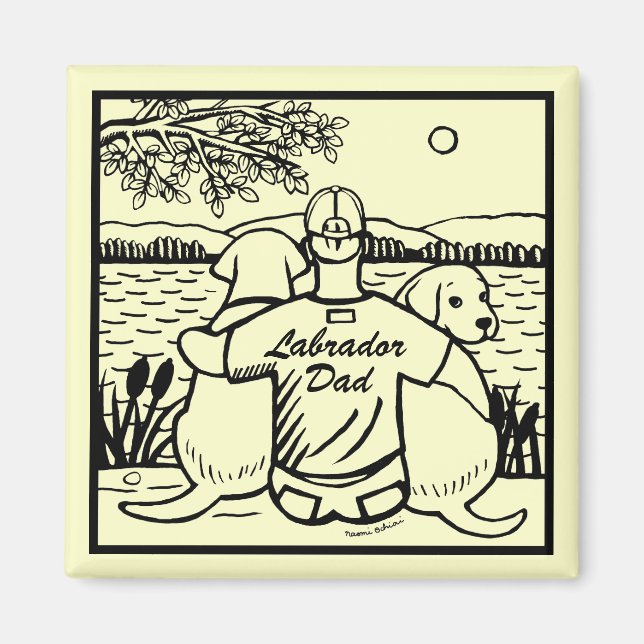 Imán Dos labradores y papá (Frente)