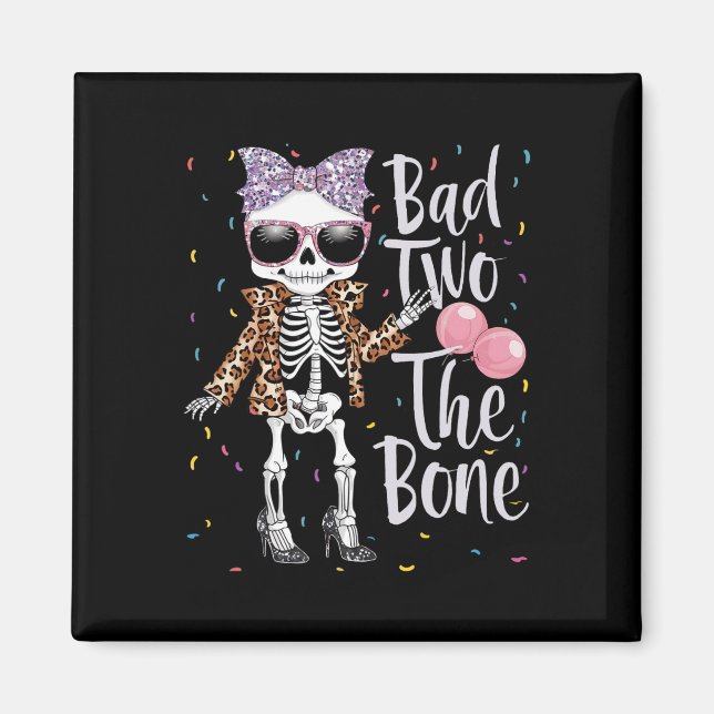 Imán Dos malos El cumpleaños 2 de Halloween con huesos  (Frente)