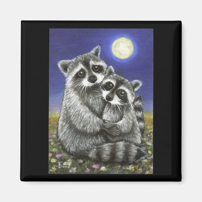 Imán Dos mapaches locamente enamorados (Frente)
