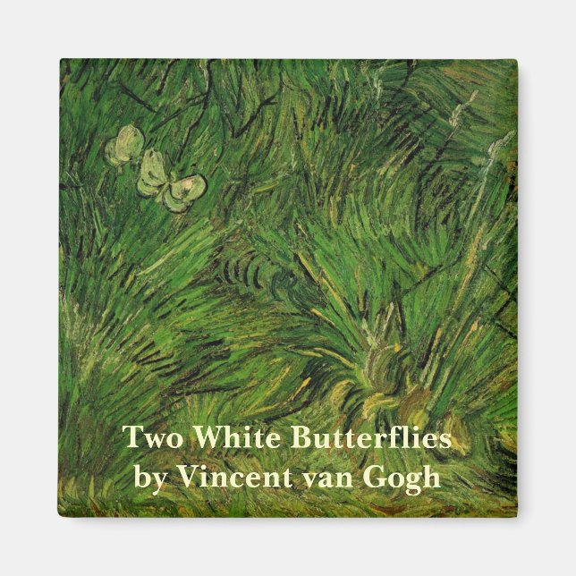 Imán Dos mariposas blancas por Vincent van Gogh (Frente)