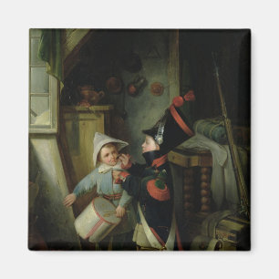 Imán Dos niños vestidos como soldados