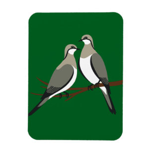 Imán Dos palomas de tortuga Estilo retro de esténcil de