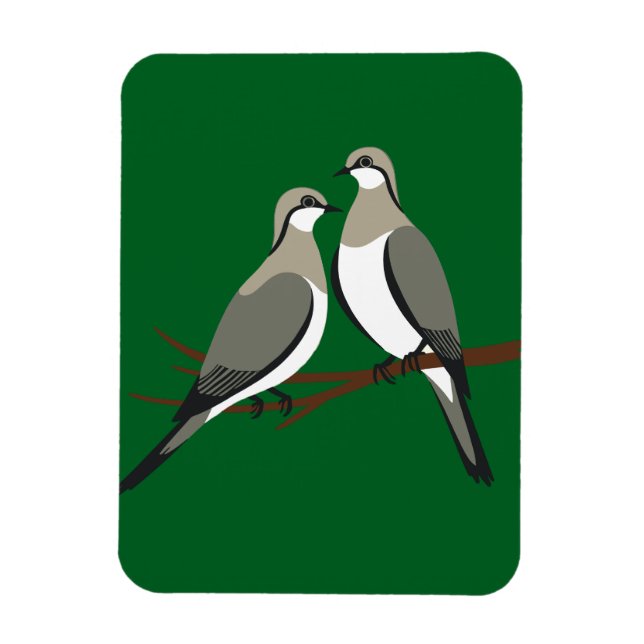 Imán Dos palomas de tortuga Estilo retro de esténcil de (Vertical)