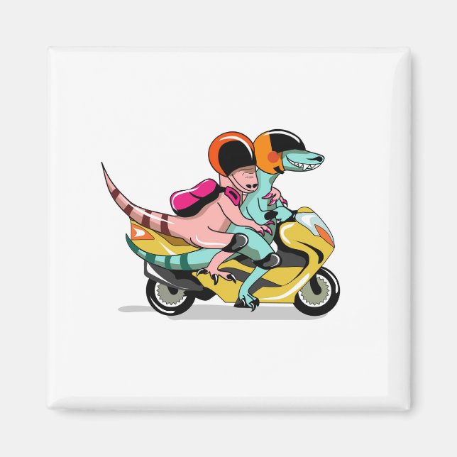 Imán Dos Personalizados Raptores En Motocicleta. (Frente)
