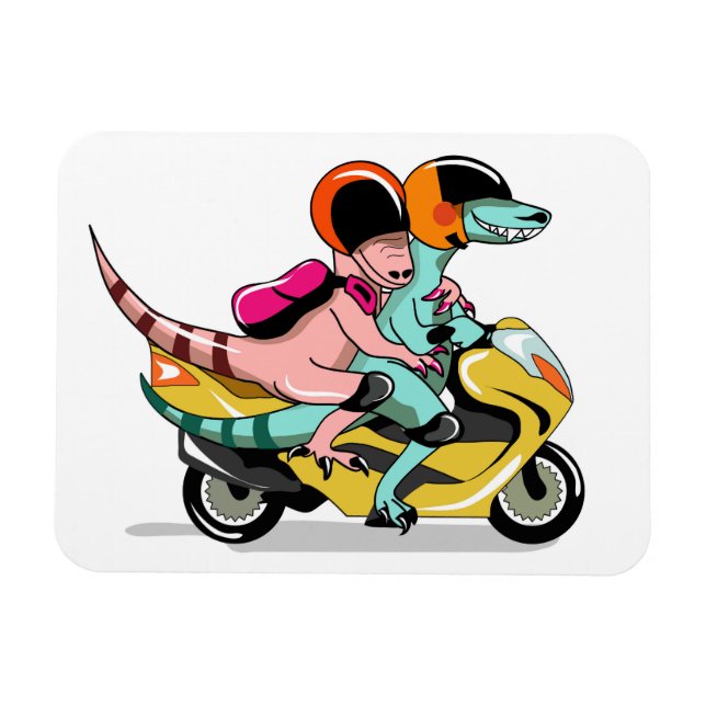 Imán Dos Personalizados Raptores En Motocicleta. (Horizontal)