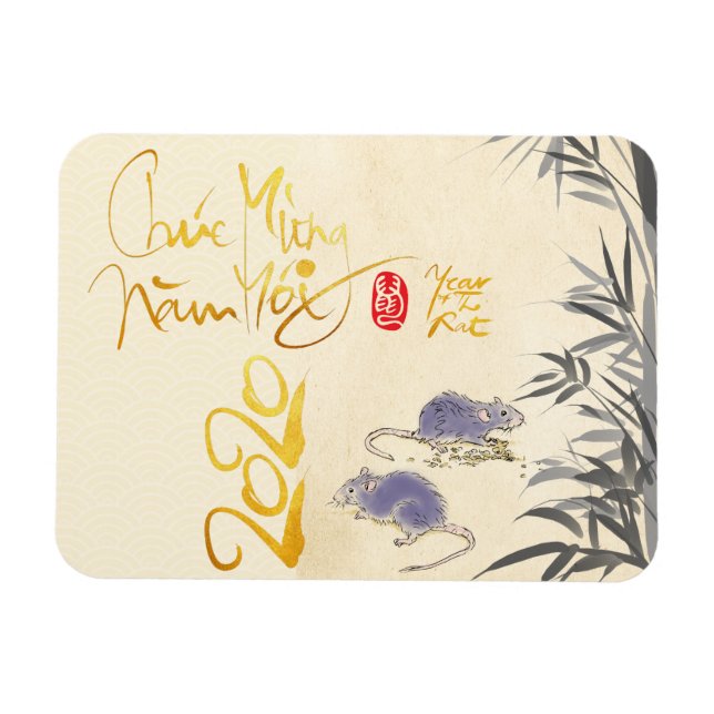 Imán Dos Rats Bamboo Vietnamita Año Nuevo 2020 HFM (Horizontal)