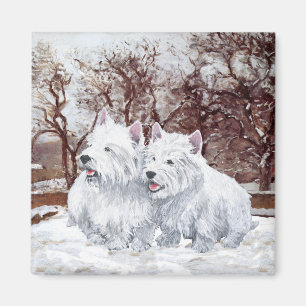 Imán Dos Westies en invierno