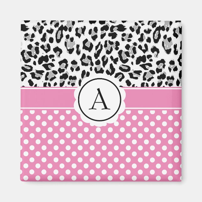 Imán Dosis onduladas y animales imprimir monograma (Frente)