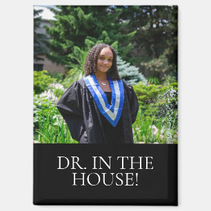 Imán '¡DR. EN CASA!' Plantilla de foto Graduación