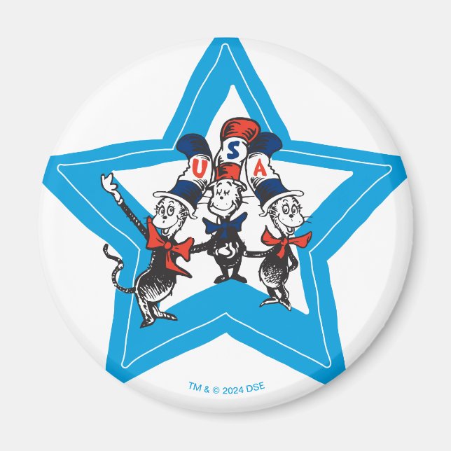 Imán Dr. Seuss | Gráfico de Gorras de Little Cats USA (Frente)