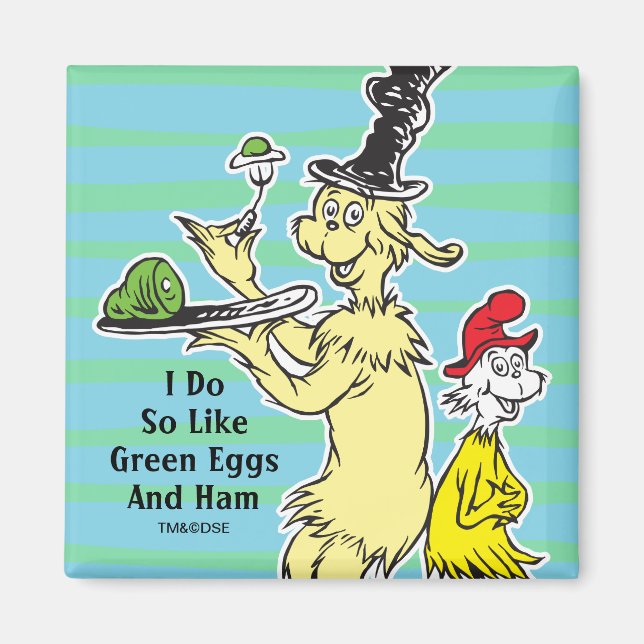 Imán Dr. Seuss | Huevos verdes con jamón | Amigo y Sam- (Frente)