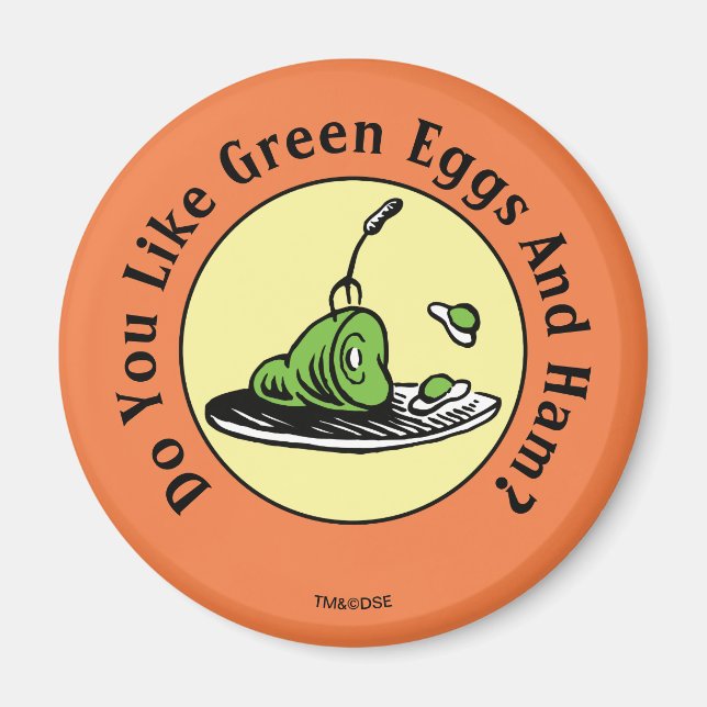 Imán Dr. Seuss | Huevos verdes e icono de jamón (Frente)